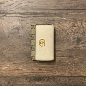 Gucci | Accessories | Gucci Gg Marmont 6key Holder Case In  Gucci GG Marmont 6-Key Holder Case in White Leather & GG Supreme Canvas main image 1